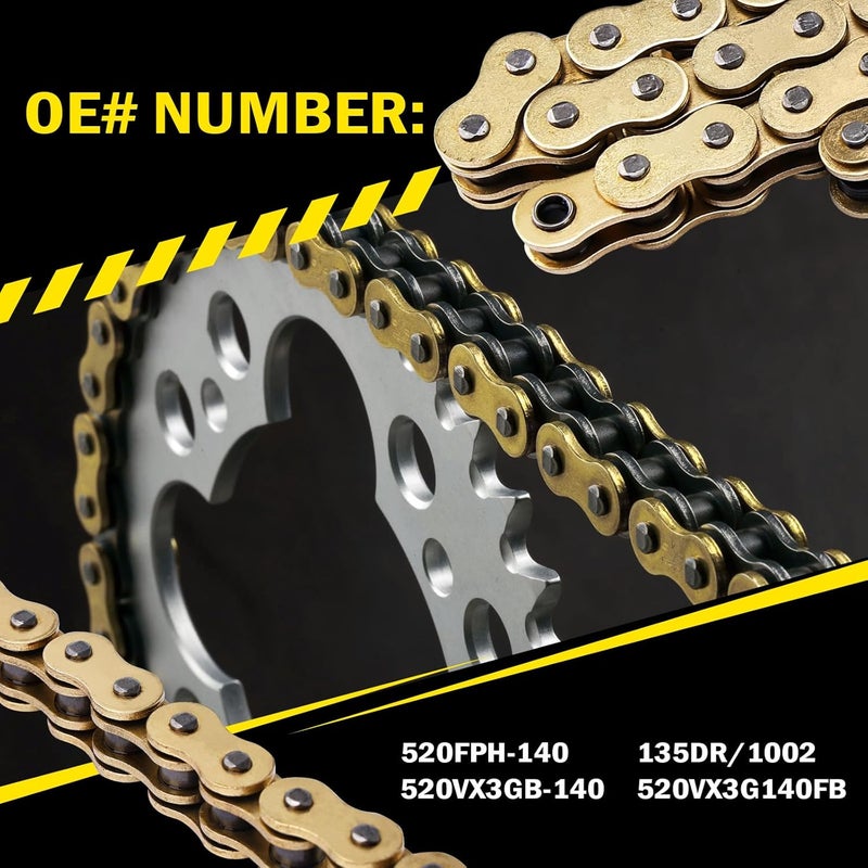 C-Tzu Gold 520 X-Ring Motorcycle Chain 140 Links for Off-Road and ATV with Connecting Master Link - Enhanced Durability & Universal Fit - Image 4